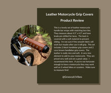 Load image into Gallery viewer, CQnodoit 4 PCS Flat Leather Motorcycle Grip Covers Brown and Black Handlebar Protectors with Adjustable Straps Universal Anti-Slip Handle Gloves for Most Bikes
