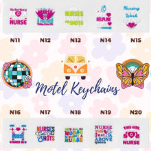 Load image into Gallery viewer, Nurse Healthcare Worker Inspired Motel Keychains – Retro Charm for Modern Adventures N11-N20
