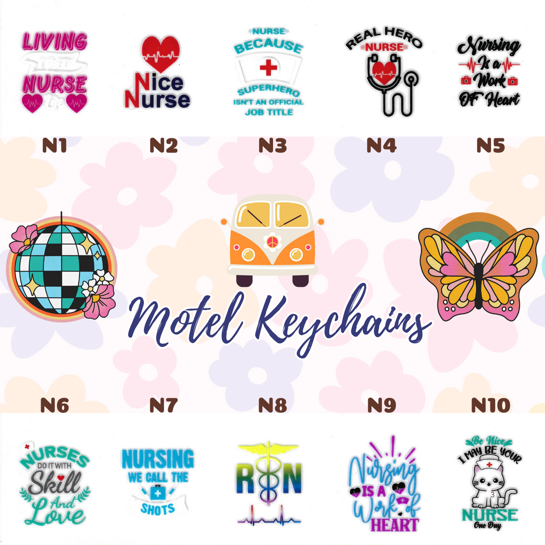 Nurse Healthcare Worker Inspired Motel Keychains – Retro Charm for Modern Adventures N1-N10