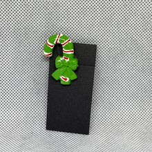 Load image into Gallery viewer, Christmas Holiday Brooch Green Peppermint Stick Resin Cabochon Pin
