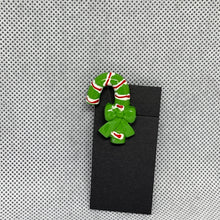 Load image into Gallery viewer, Christmas Holiday Brooch Green Peppermint Stick Resin Cabochon Pin
