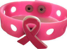 Load image into Gallery viewer, Pink bracelet with a pink ribbon on a white background
