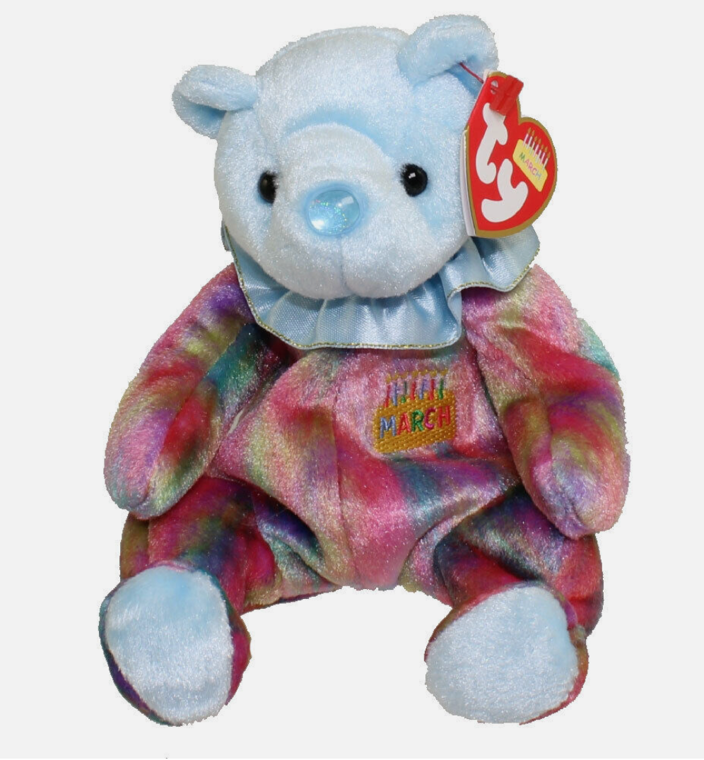 Ty Beanie Babies Happy Birthday March Aquamarine Cub Bear (Retired)