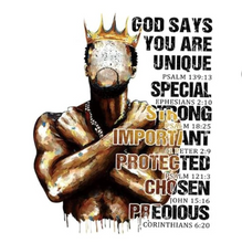 Load image into Gallery viewer, God Says You Are Unique Male Scripture Design Trendy Iron-on Heat Transfer
