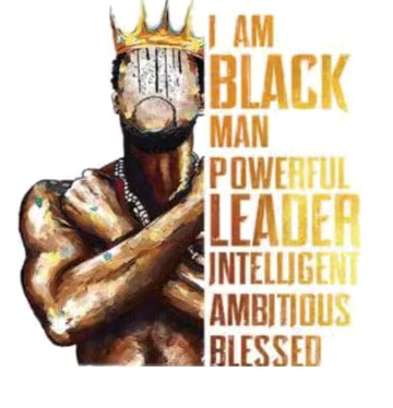 I AM Black Man Powerful Leader  Design Trendy Iron-on Heat Transfer