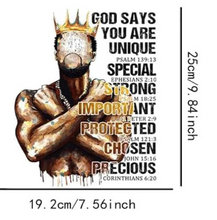 Load image into Gallery viewer, God Says You Are Unique Male Scripture Design Trendy Iron-on Heat Transfer
