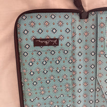 Load image into Gallery viewer, Vera Bradley Brown and Teal Floral Paisley Quilted Wallet with Zipper
