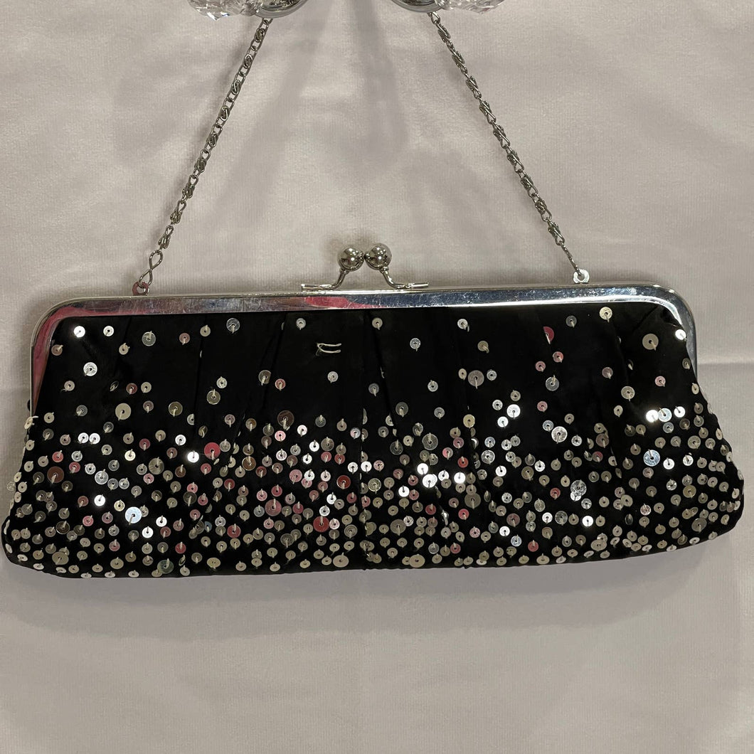 Kate Landry Black Sequin Evening Snap Closure Purse Handbag (Pre-owned)