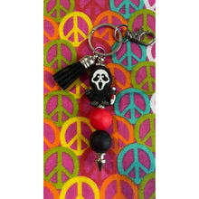Load image into Gallery viewer, Scream keychain with white ghost Custom Handmade Bead Bar About 3" Long
