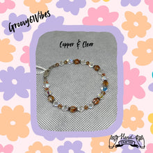 Load image into Gallery viewer, Copper Rounds Clear Bicones - Handcrafted Austrian Crystal Beaded Bracelet
