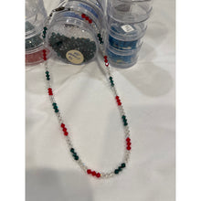 Load image into Gallery viewer, Holiday Red, Emerald, Clear - Handcrafted Crystal Beaded 19.5" Necklace
