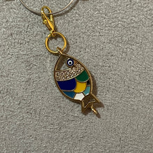 Load image into Gallery viewer, Blue Scales Goldfish Charms Inlaid Rhinestones Mobile Charm
