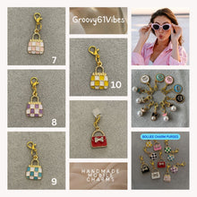 Load image into Gallery viewer, Boujee Bling green checkered purse Charm - Purses &amp; Handbags Mobile Charm
