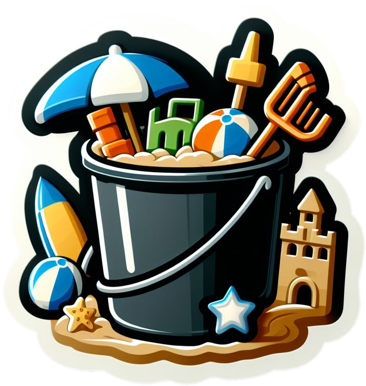 Blue Beach Bucket Toys Sand Castle Vinyl Stickers