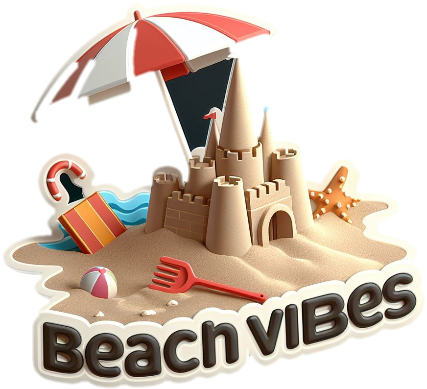 Beach Vibes Sand Castle Star Fish Vinyl Stickers
