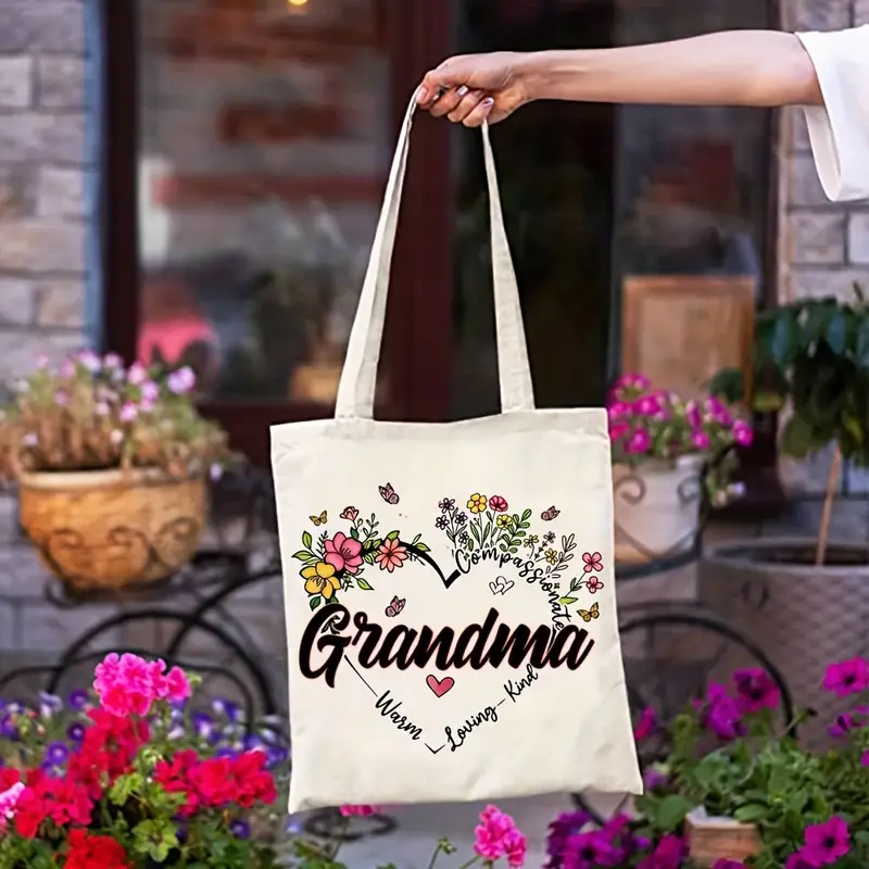 Fashion Graphic Print Blessed Grandma Design Trendy Canvas Tote Bag