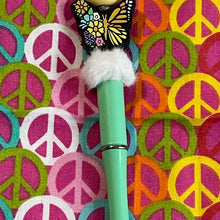 Load image into Gallery viewer, Mint Green beaded pen with butterfly Custom Handmade Beaded Pen
