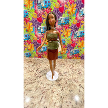 Load image into Gallery viewer, Mattel Barbie Fashion Doll  #15 Green Top Brown Skirt As Shown African American
