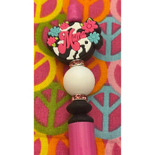 Load image into Gallery viewer, Pink and black mama beaded Custom Handmade Beaded Pen
