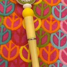 Load image into Gallery viewer, Yellow green birthday beaded Custom Handmade Beaded Pen
