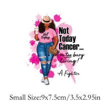 Load image into Gallery viewer, Not Today Cancer Awareness Pink Ribbon Design Trendy Iron-on Heat Transfer
