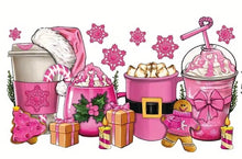 Load image into Gallery viewer, Pink Coffee Latte Christmas Design Trendy Iron-on Heat Transfer
