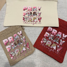 Load image into Gallery viewer, Pray over it Burlap Drawstring Bags for Gifts, Motivational, Prayer Bags
