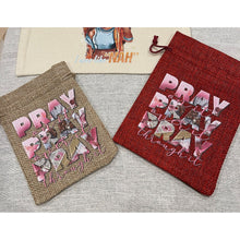 Load image into Gallery viewer, Pray over it Burlap Drawstring Bags for Gifts, Motivational, Prayer Bags
