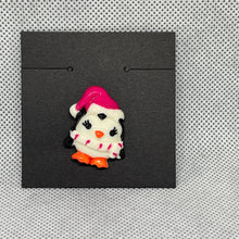 Load image into Gallery viewer, Christmas Holiday Brooch Little Penguin in Santa Claus Hat Resin Cabochon Pin
