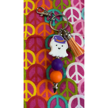 Load image into Gallery viewer, White ghost keychain with purple Custom Handmade Bead Bar About 3" Long
