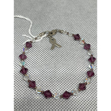 Load image into Gallery viewer, Amethyst All Cancer Awareness Charm - Handcrafted Austrian Beads Bracelet

