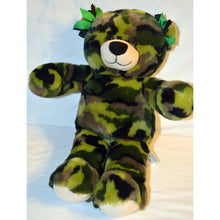 Load image into Gallery viewer, Build-A-Bear Green Camouflage Military Plush (Pre-owned) Bear 16&quot; Ribbon on Ears
