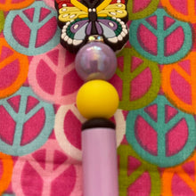 Load image into Gallery viewer, Purple and yellow butterfly beaded Custom Handmade Beaded Pen
