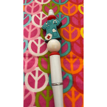 Load image into Gallery viewer, Nurse beaded pen with blue Custom Handmade Beaded Pen
