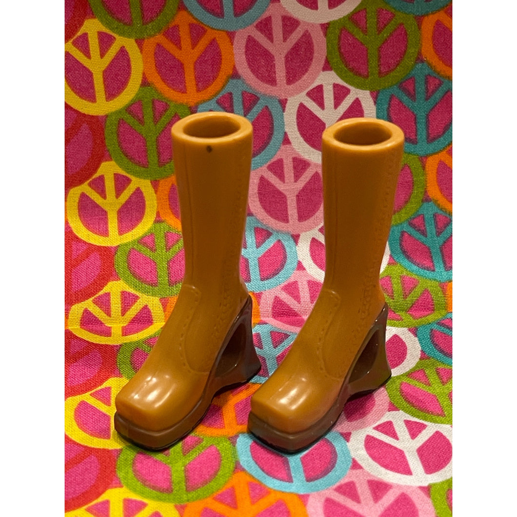 Bratz Footwear Knee High Tan Open Wedge Brown Bottom Platform