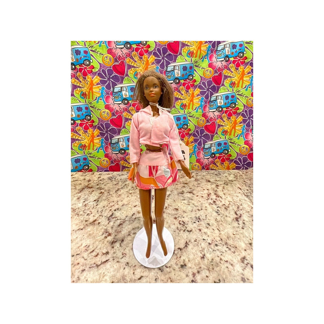 Mattel Barbie Fashion Doll #12 African American Pink Outfit As Shown