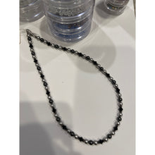 Load image into Gallery viewer, Black Austrian Crystals &amp; Gray Pearls 18.75” Handcrafted Beaded Necklace

