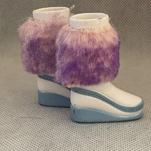 Load image into Gallery viewer, Bratz Footwear Pair Feet Shoes White Boots Blue Trim Faux Fur
