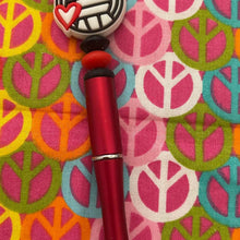 Load image into Gallery viewer, Soccer fans red and black Custom Handmade Beaded Pen
