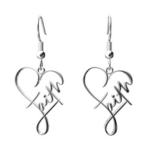 Load image into Gallery viewer, Cute Cross Heart Pendant Earrings Silver Plated
