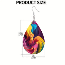 Load image into Gallery viewer, Colorful Streamer Print Teardrop Dangle Earrings Bohemian Style PU Leather
