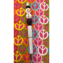 Load image into Gallery viewer, Beaded snowman bead with black Custom Handmade Beaded Pen

