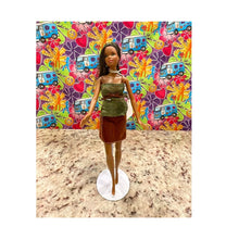 Load image into Gallery viewer, Mattel Barbie Fashion Doll  #15 Green Top Brown Skirt As Shown African American
