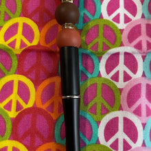 Load image into Gallery viewer, Black pen with brown beads Custom Handmade Beaded Pen
