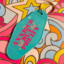 Load image into Gallery viewer, Anxious but pretty Retro Motel Acrylic Message Keychain
