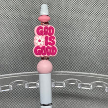 Load image into Gallery viewer, God is Good Inspiration Beaded handmade pen White Base Pen
