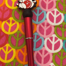 Load image into Gallery viewer, Red and white bowling pin Custom Handmade Beaded Pen
