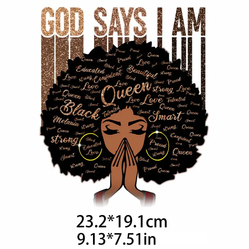 God Says I am Design Trendy Iron-on Heat Transfer