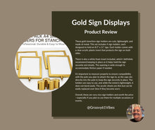 Load image into Gallery viewer, 4PCS Gold 8.5x11 Stanchion Sign Holder – Vertical Poster Display Frames for Floor Standing Holder Stand Business Store Sign Holders Pedestal Advertising Stand for Indoor Outdoor Use
