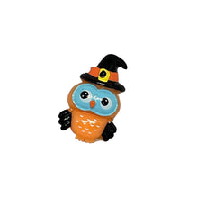 Load image into Gallery viewer, Halloween Brooch Orange Owl Hat Blue Eyes Resin Cabochon Lapel Pinback
